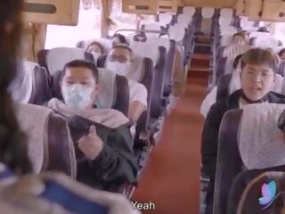 Dorosły wideo tour autobus z cycate azjatyckie kurewka oryginalny chińskie av seks film z angielski zastąpić